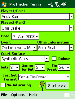 Tennis Match Charting Software